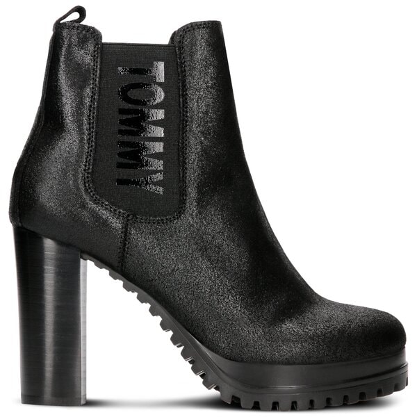 Damskie botki / sztyblety TOMMY HILFIGER METALLIC HEELED CHELSEA BOOT en0en00250990 kolor czarny