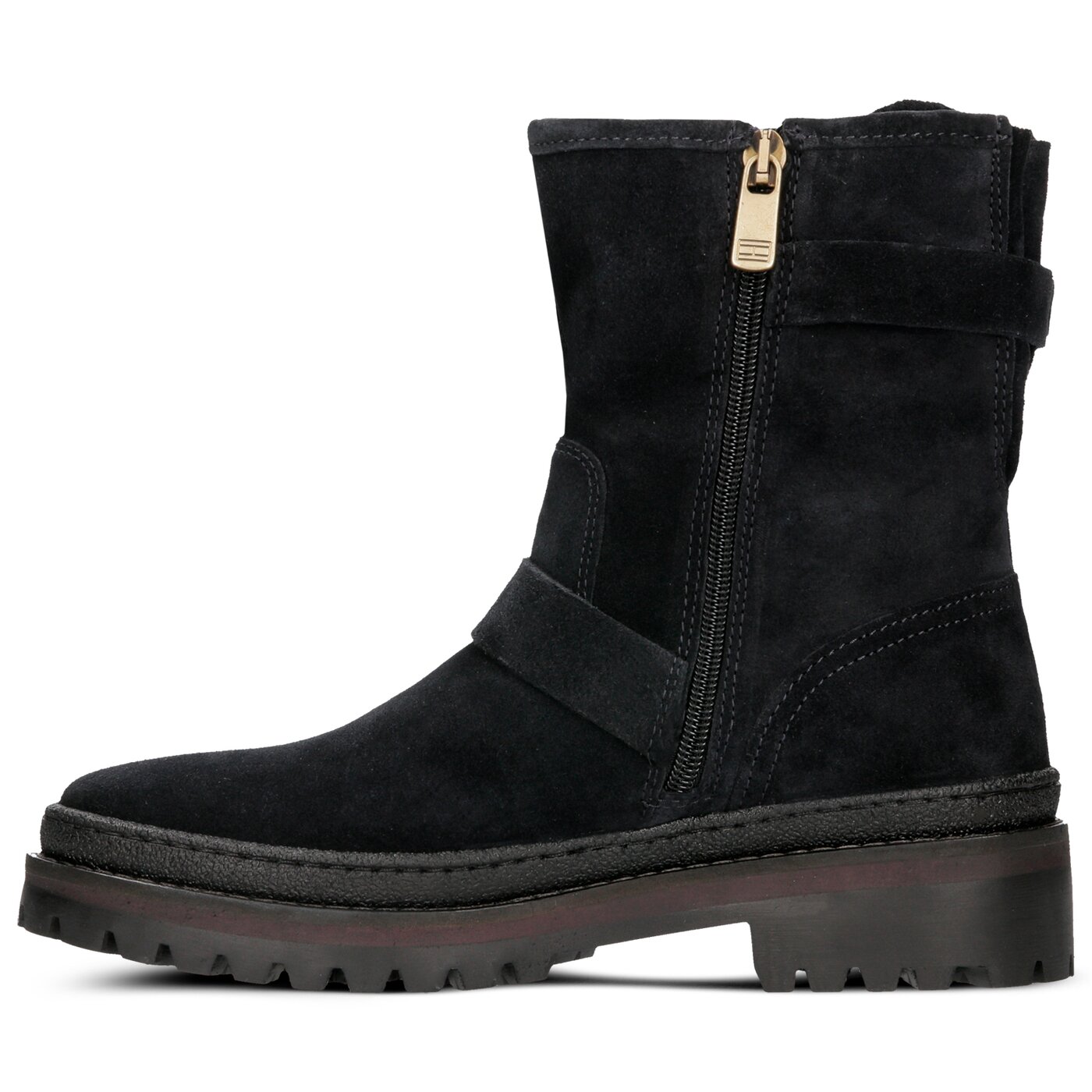 Damskie botki / sztyblety TOMMY HILFIGER BASIC BIKER BOOT SUEDE fw0fw03308403 kolor granatowy