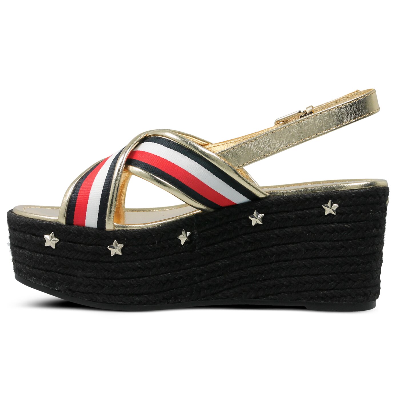 Damskie sandały TOMMY HILFIGER CORPORATE RIBBON FLATFORM SANDAL fw0fw02527020 kolor złoty