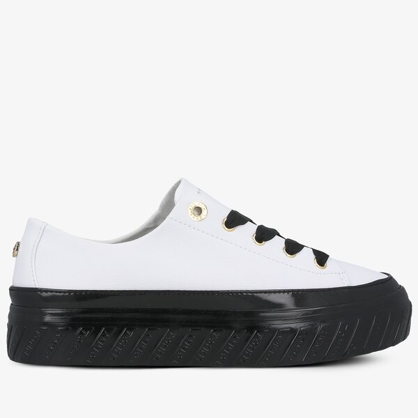 Damskie trampki TOMMY HILFIGER KELSEY 1A3 SHINY FLATFORM fw0fw05221ybr kolor biały