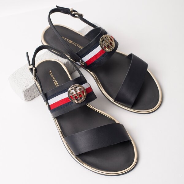 Damskie sandały TOMMY HILFIGER CORPORATE RIBBON FLAT SANDAL fw0fw02811403 kolor granatowy