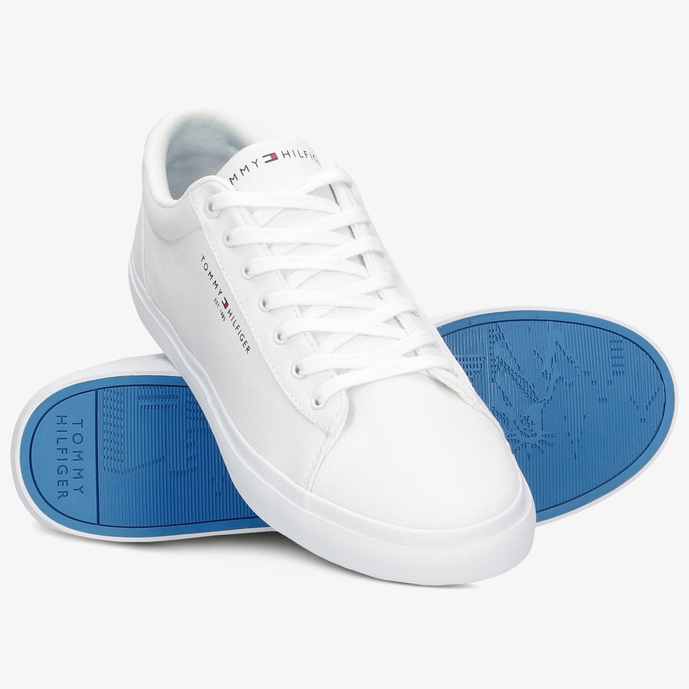 Męskie trampki TOMMY HILFIGER ESSENTIAL STRIPES TEXTILE VULC fm0fm03611ybr kolor biały