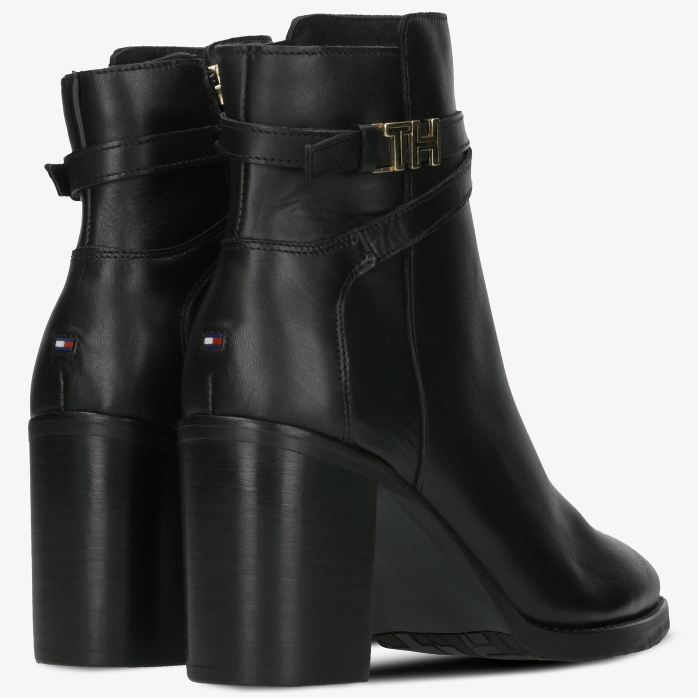 Damskie botki / sztyblety TOMMY HILFIGER TH HARDWARE LEATHER HIGH BOOTIE fw0fw04284990 kolor czarny