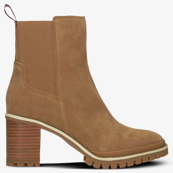 Damskie botki / sztyblety TOMMY HILFIGER SPORTY MID HEEL CHELSEA fw0fw04342203 kolor brązowy