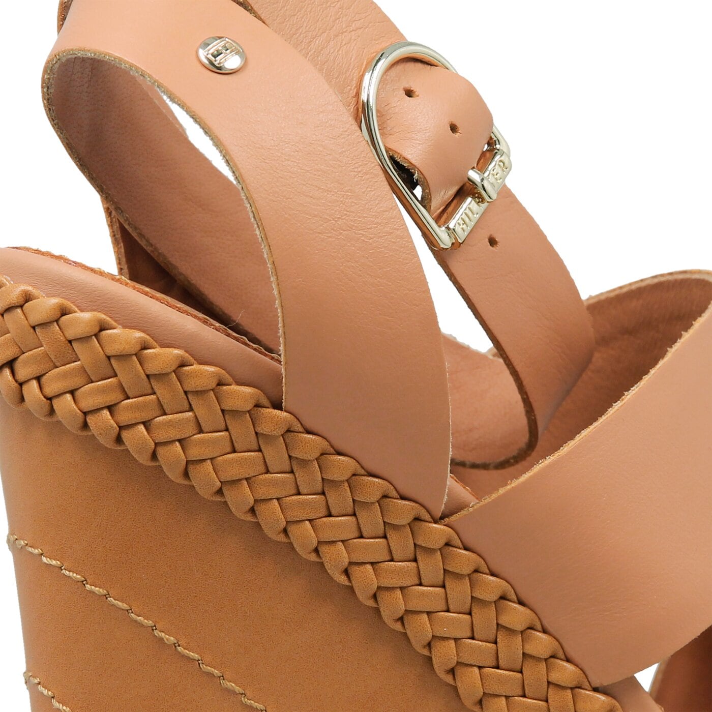 Damskie sandały TOMMY HILFIGER ELEVATED LEATHER WEDGE SANDAL fw0fw02575297 kolor beżowy