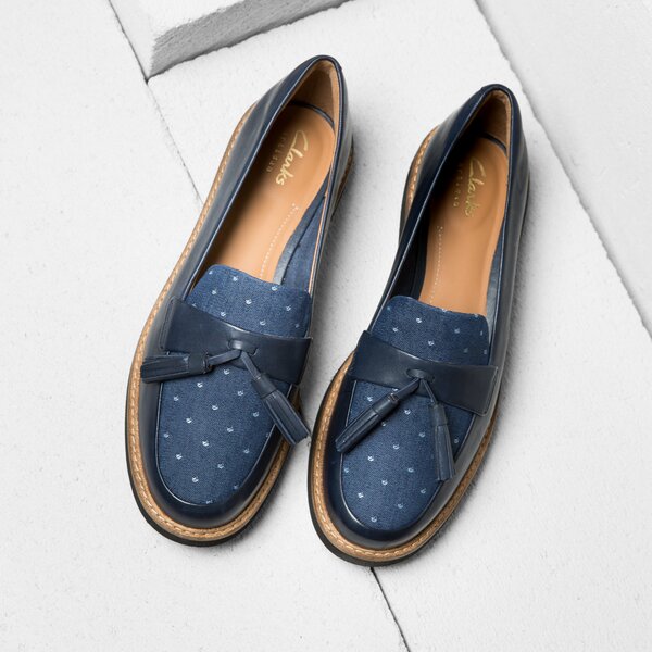 Damskie espadryle CLARKS GLICK CASTINE 26125083 kolor granatowy