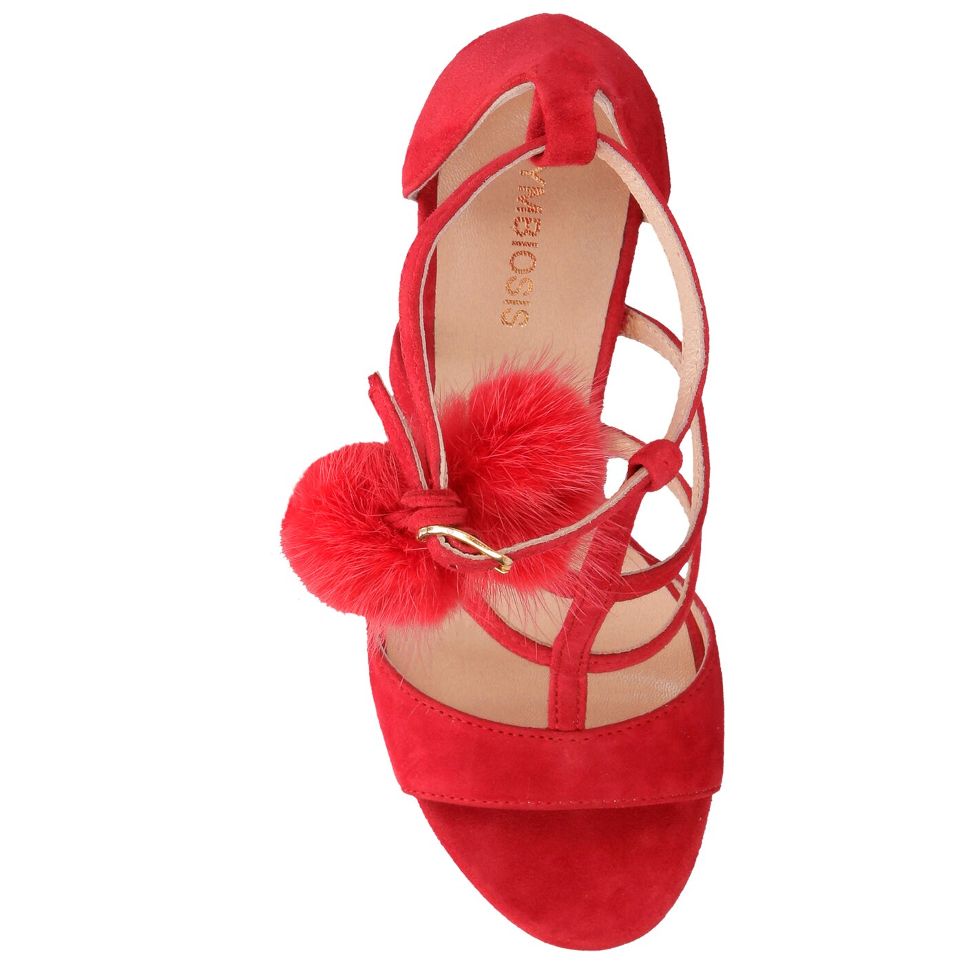 Damskie sandały SYMBIOSIS FELICITY FUR SANDALS CZERWONE 1104134 kolor czerwony