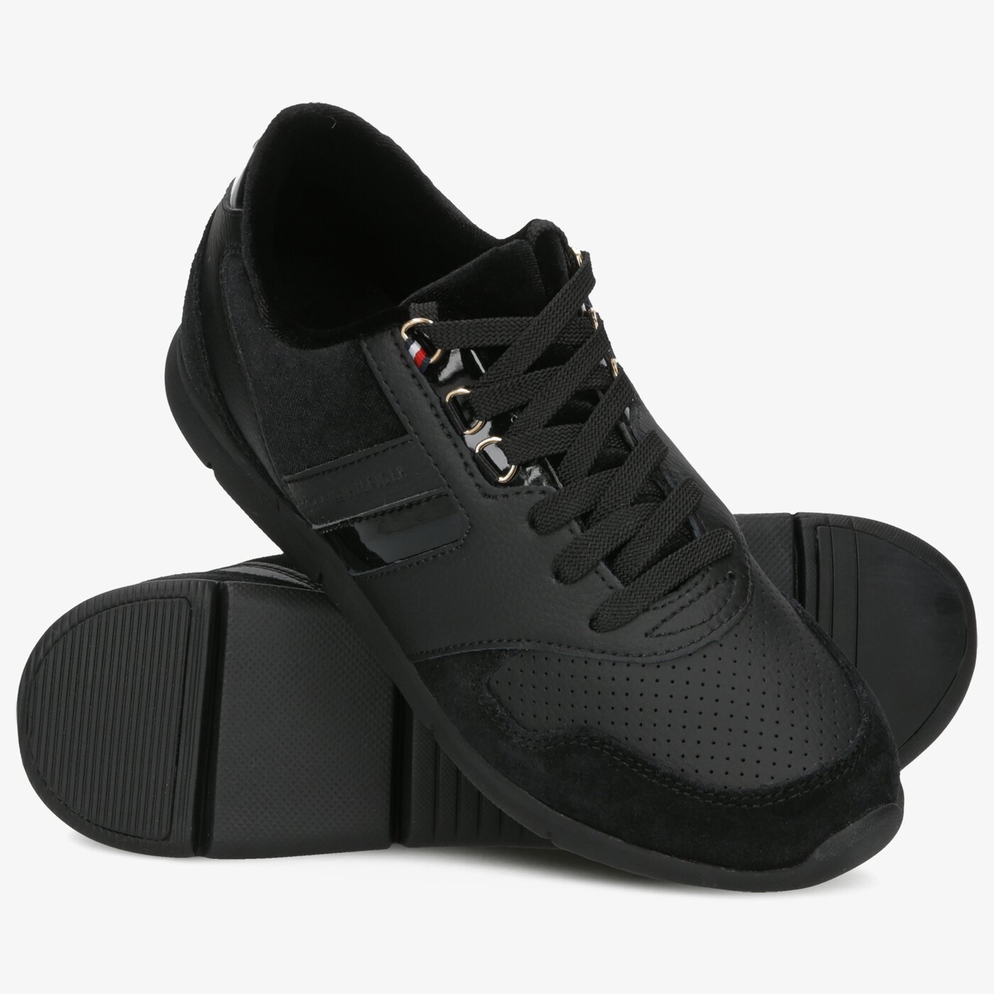 Damskie sneakersy (buty) TOMMY HILFIGER VELVET LACE LIGHT WEIGHT SNEAKER fw0fw04312990 kolor czarny