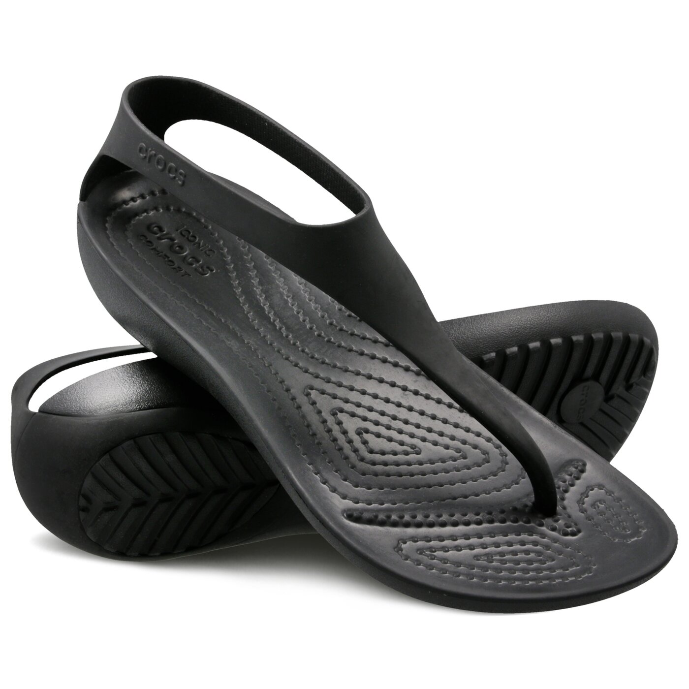 Damskie sandały CROCS SERENA FLIP #205468060# kolor czarny