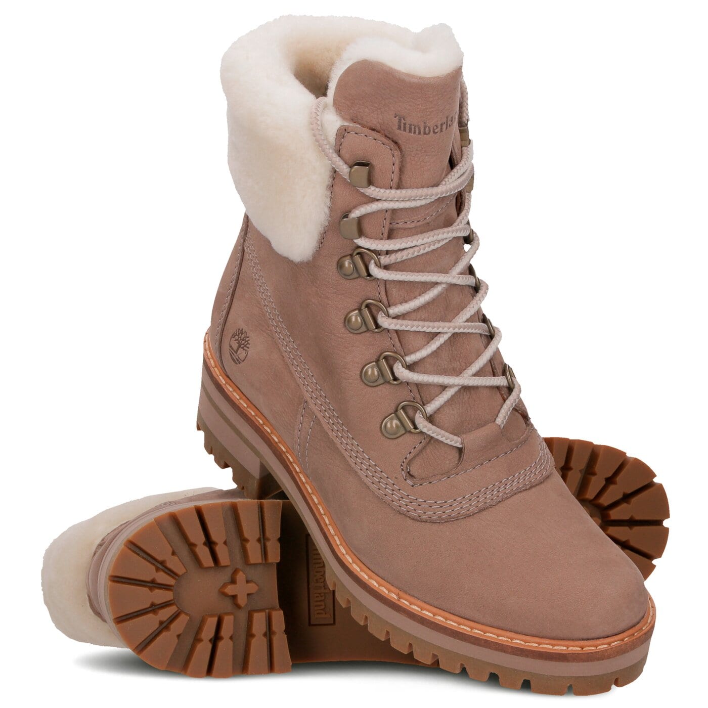 Damskie botki / sztyblety TIMBERLAND COURMAYEURVALLEY SHEARLIN a1sa8 kolor beżowy