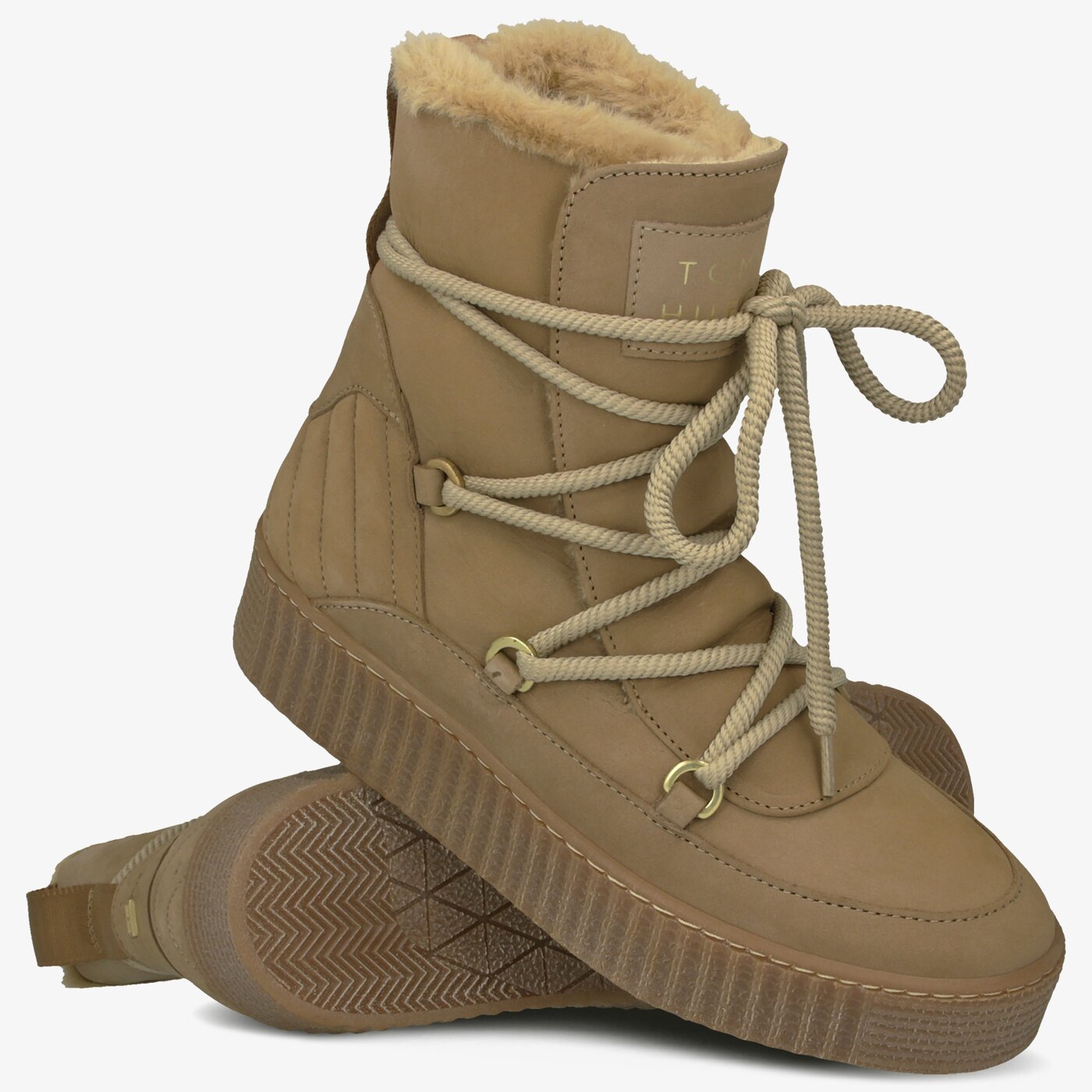 Damskie śniegowce TOMMY HILFIGER COSY BOOTIE fw0fw04401gez kolor brązowy