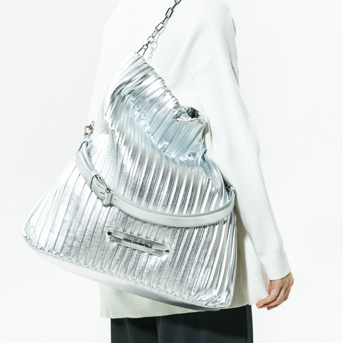 Damska torebka KARL LAGERFELD TOREBKA BORSA TOTE 206w3008290 kolor srebrny