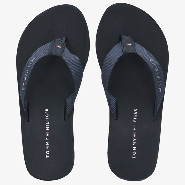 Damskie klapki TOMMY HILFIGER TOMMY STRIPES WEDGE BEACH SANDAL fw0fw05655dw5 kolor granatowy