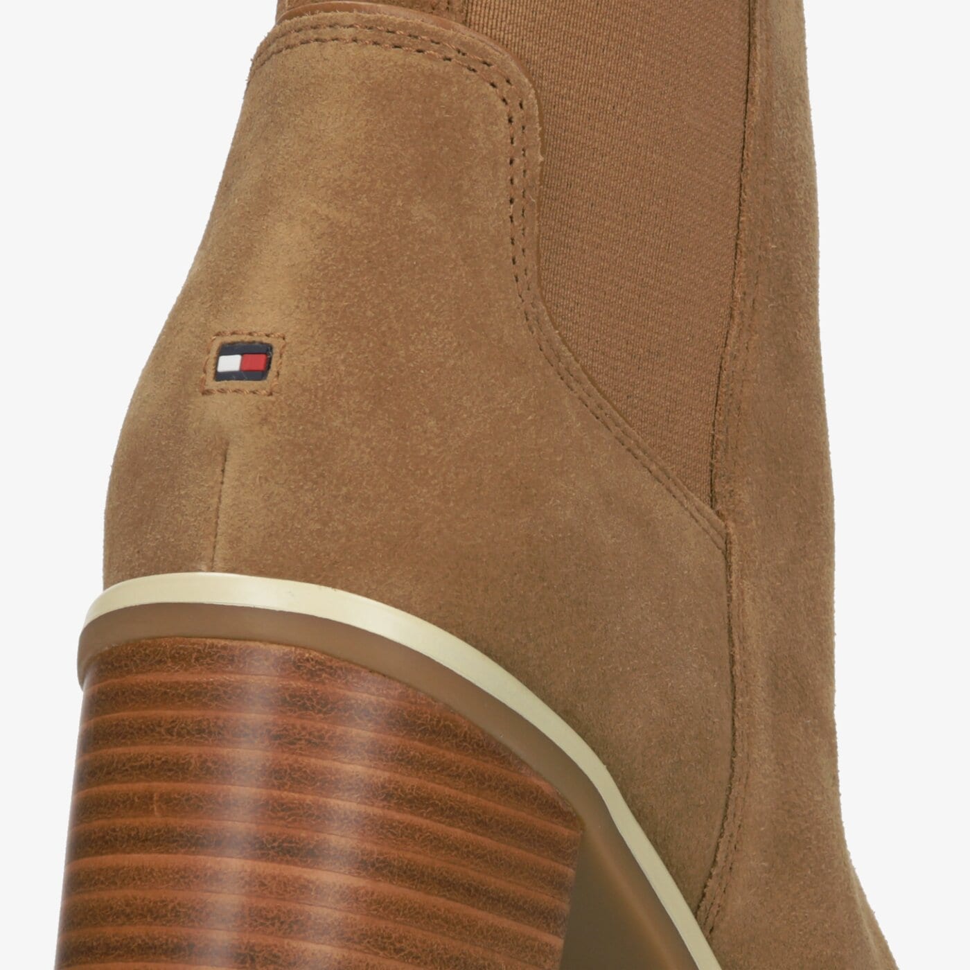 Damskie botki / sztyblety TOMMY HILFIGER SPORTY MID HEEL CHELSEA fw0fw04342203 kolor brązowy