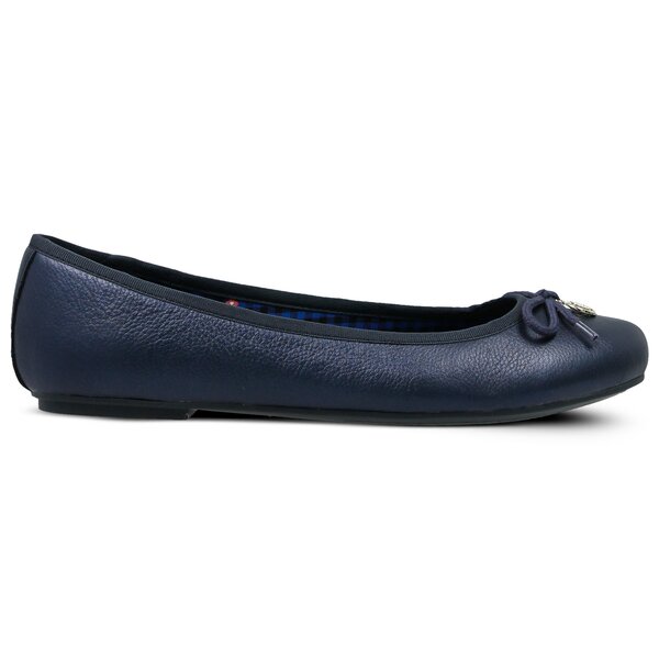 Damskie baleriny (buty) TOMMY HILFIGER BASIC METALLIC BALLERINA CHARM fw0fw02647406 kolor granatowy