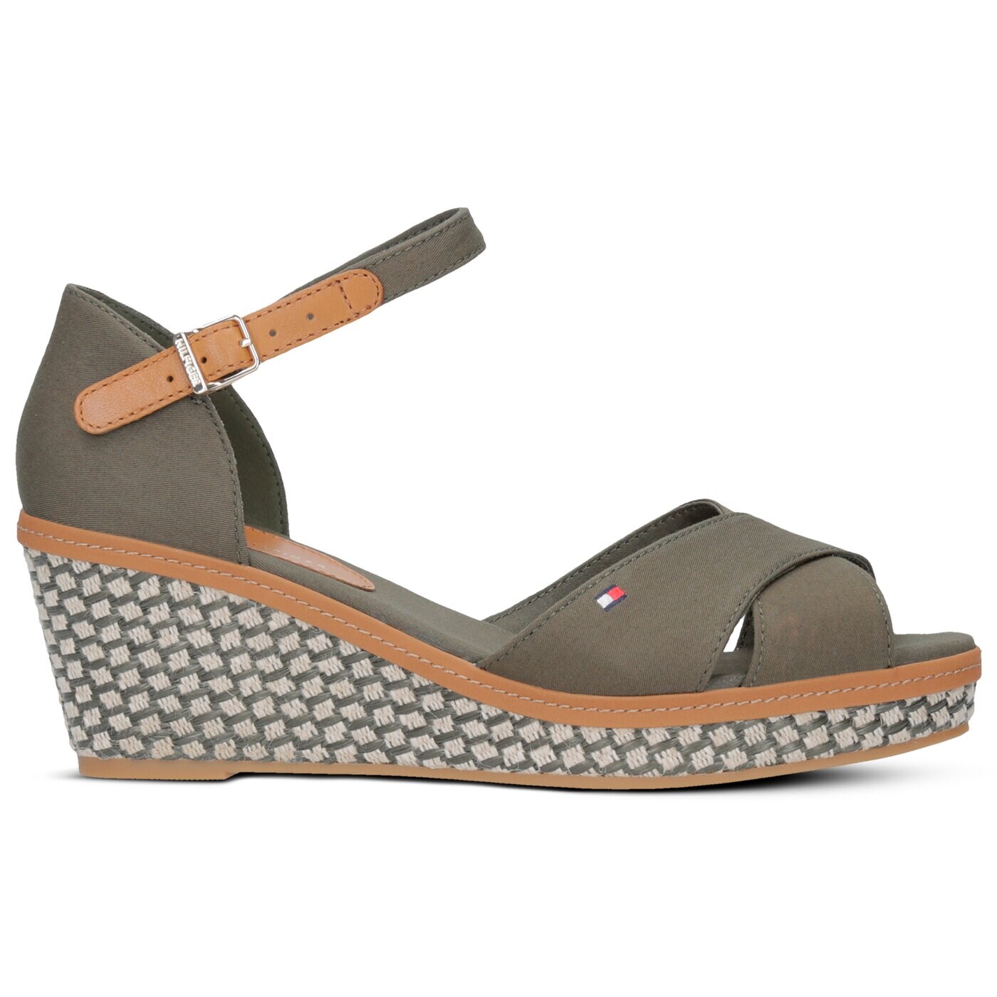 Damskie sandały TOMMY HILFIGER ICONIC ELBA SANDAL BASIC fw0fw02648010 kolor khaki
