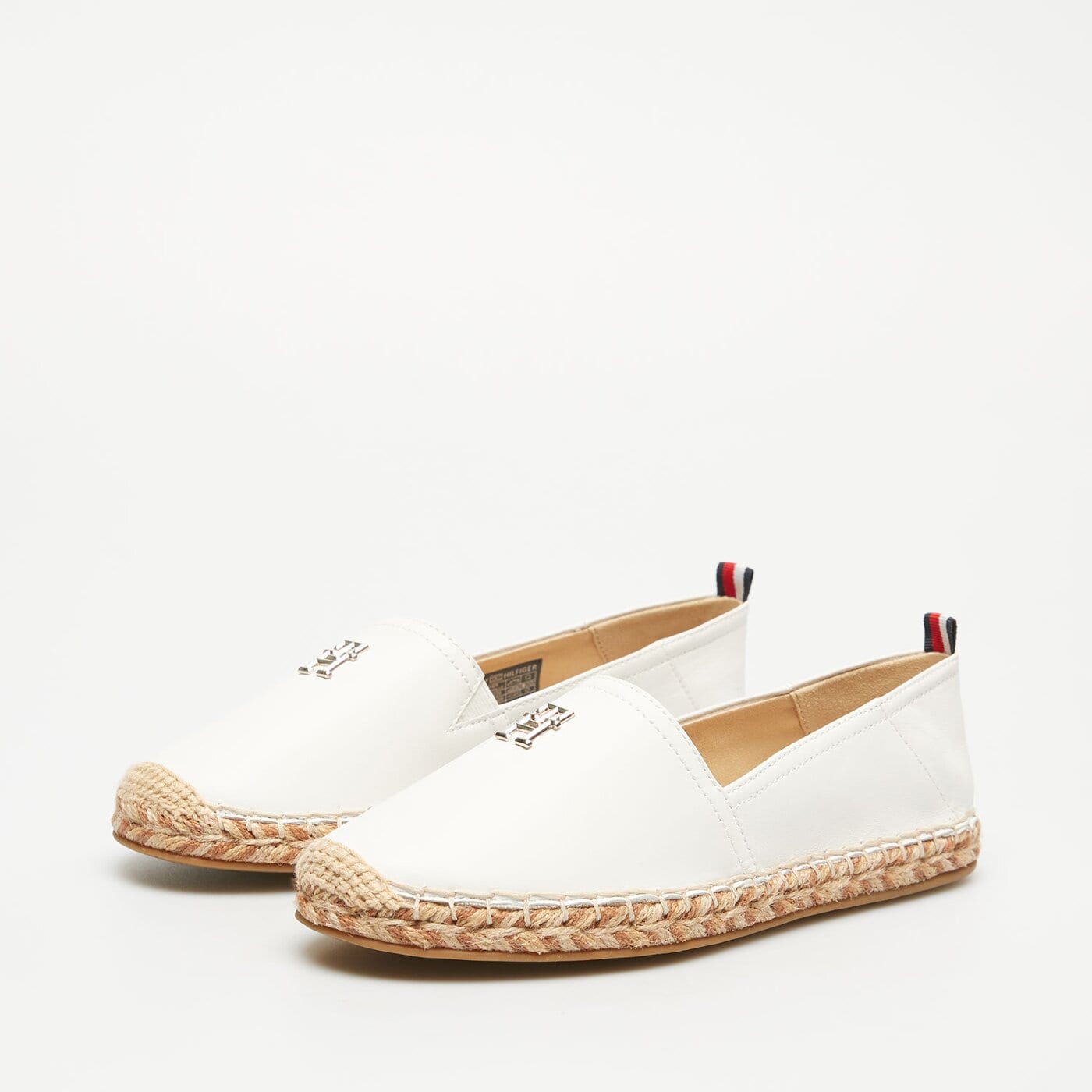 Damskie espadryle TOMMY HILFIGER TH LEATHER FLAT ESPADRILLE fw0fw07720ybl kolor biały