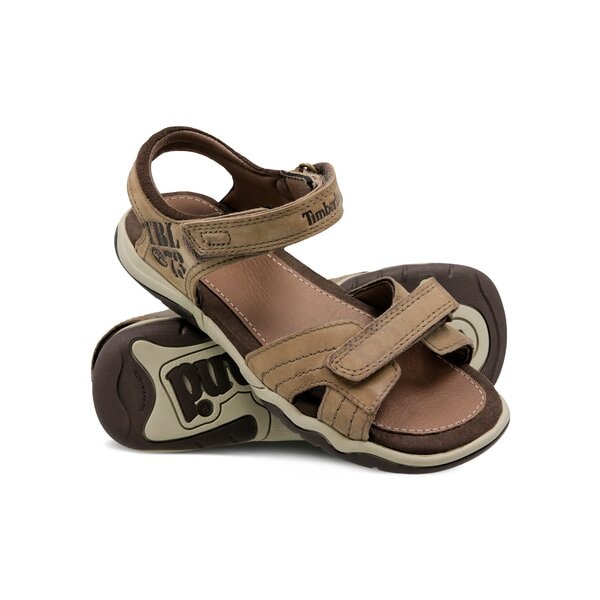 Dziecięce sandały / klapki TIMBERLAND EK OAK BLUFFS LEATHER 2 STRAP 2170a kolor brązowy