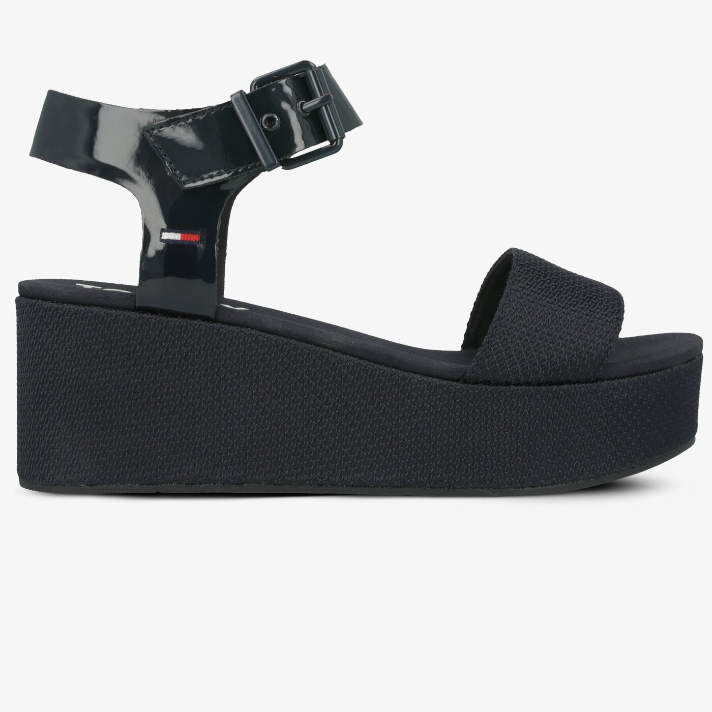 Damskie sandały TOMMY HILFIGER DENIA 2C MATERIAL MIX FLATFORM SANDAL en0en00561403 kolor granatowy