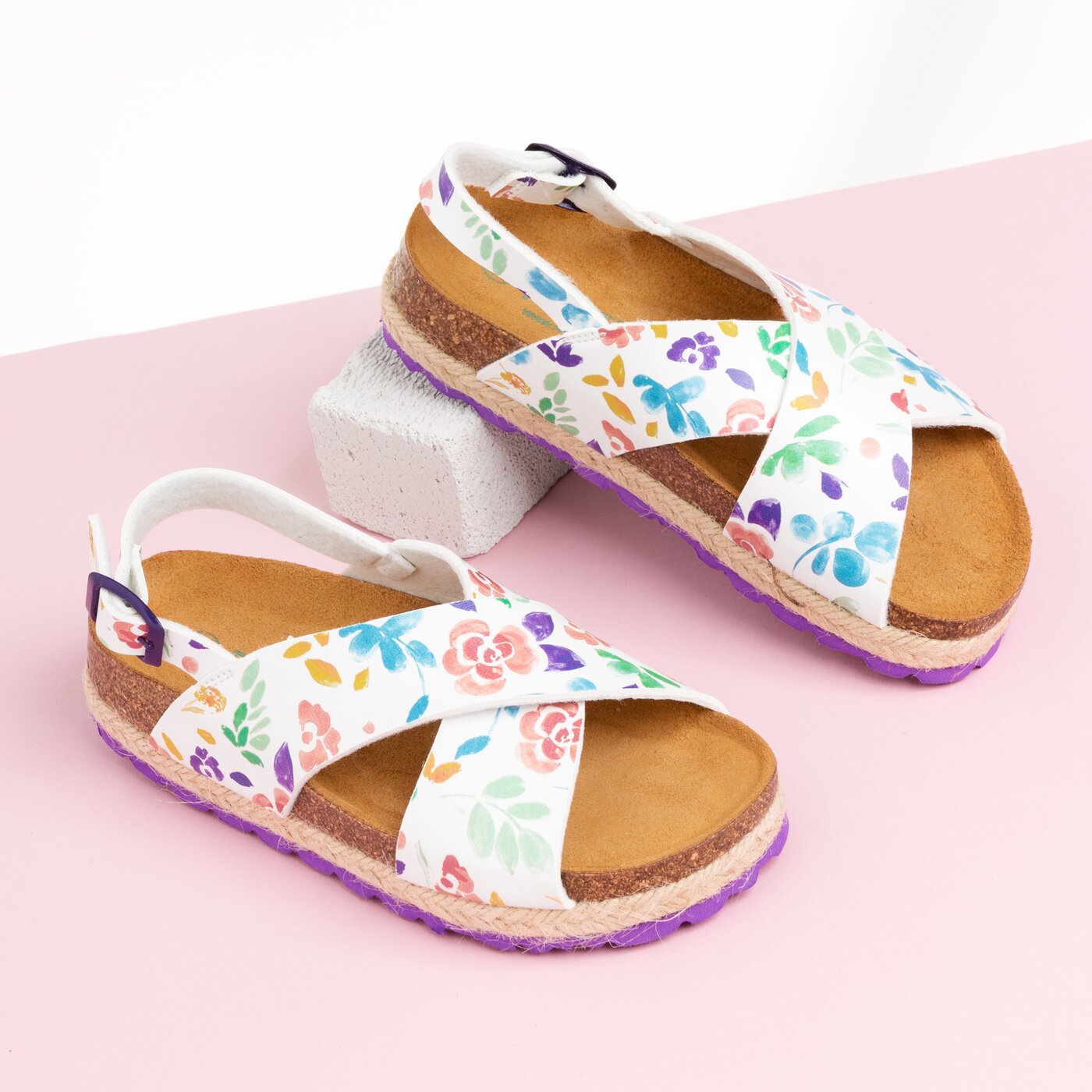 Dziecięce sandały / klapki PAEZ BIO CROSS FLOWERY 1932623k0702-100 kolor biały