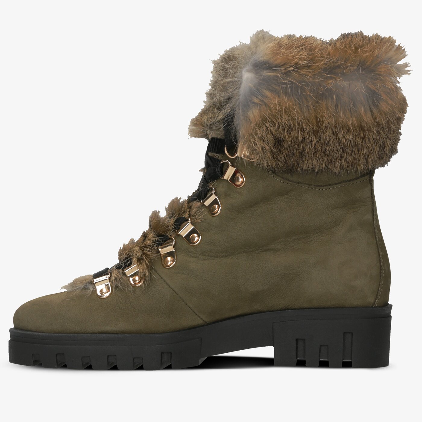 Damskie botki / sztyblety SYMBIOSIS SO FLUFFY  sywc219010 kolor khaki