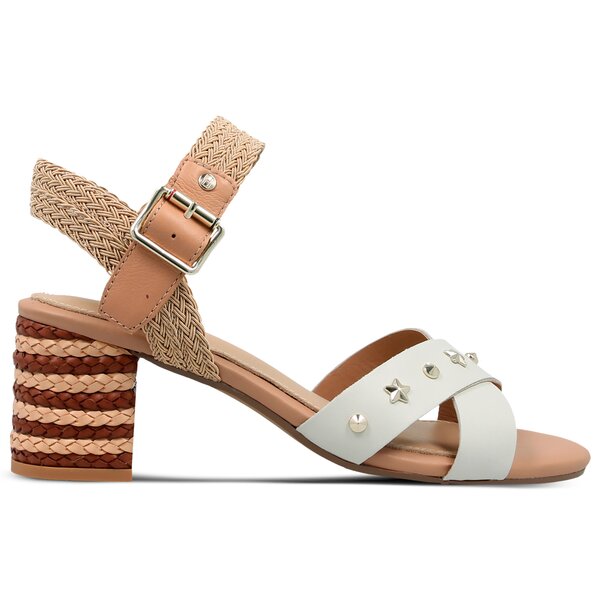 Damskie sandały TOMMY HILFIGER MID HEEL SANDAL STAR STUDS fw0fw02819121 kolor biały