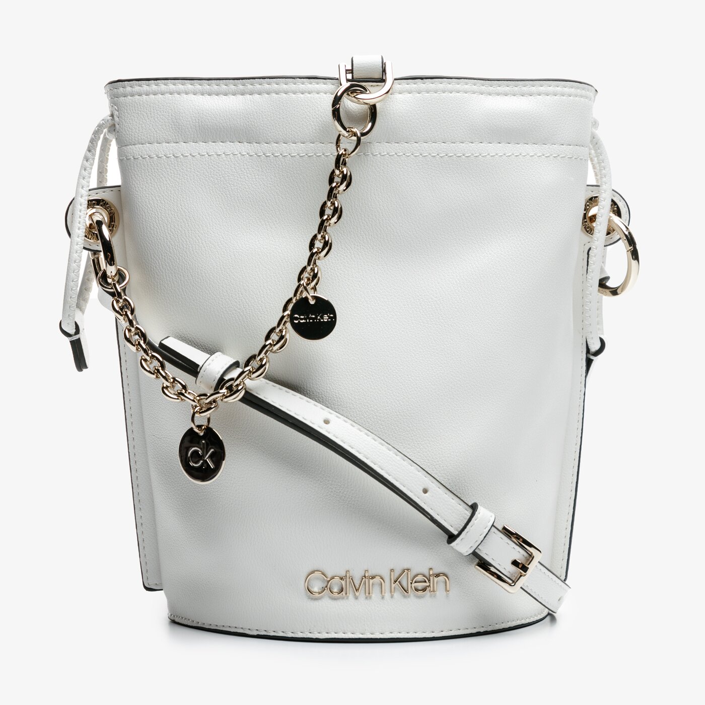 Damska torebka CALVIN KLEIN TOREBKA CHAINED SML BUCKET k60k606037yad kolor biały