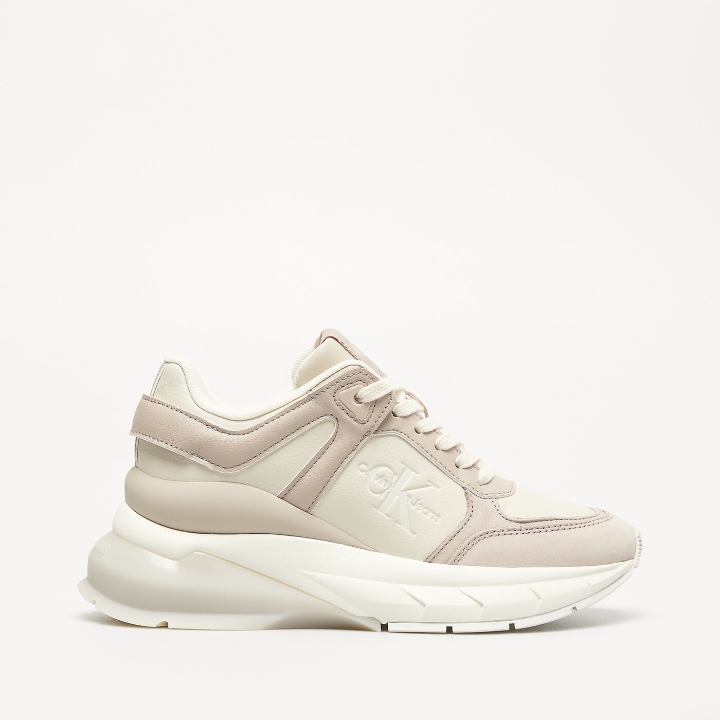 Damskie sneakersy (buty) CALVIN KLEIN WEDGE RUNNER LACE yw0yw015770hk kolor beżowy