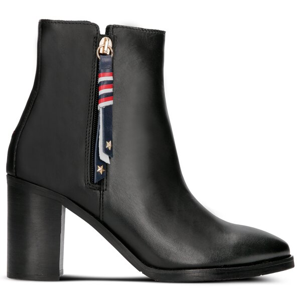 Damskie botki / sztyblety TOMMY HILFIGER CORPORATE TASSEL HEELED BOOT fw0fw03455990 kolor czarny