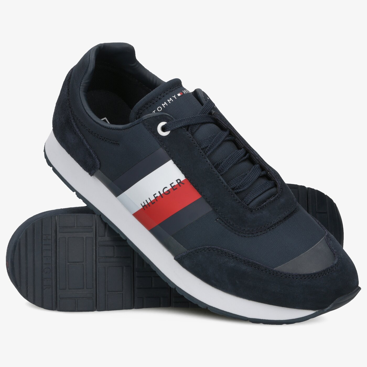 Męskie sneakersy (buty) TOMMY HILFIGER CORPORATE MIX FLAG RUNNER fm0fm02379403 kolor granatowy