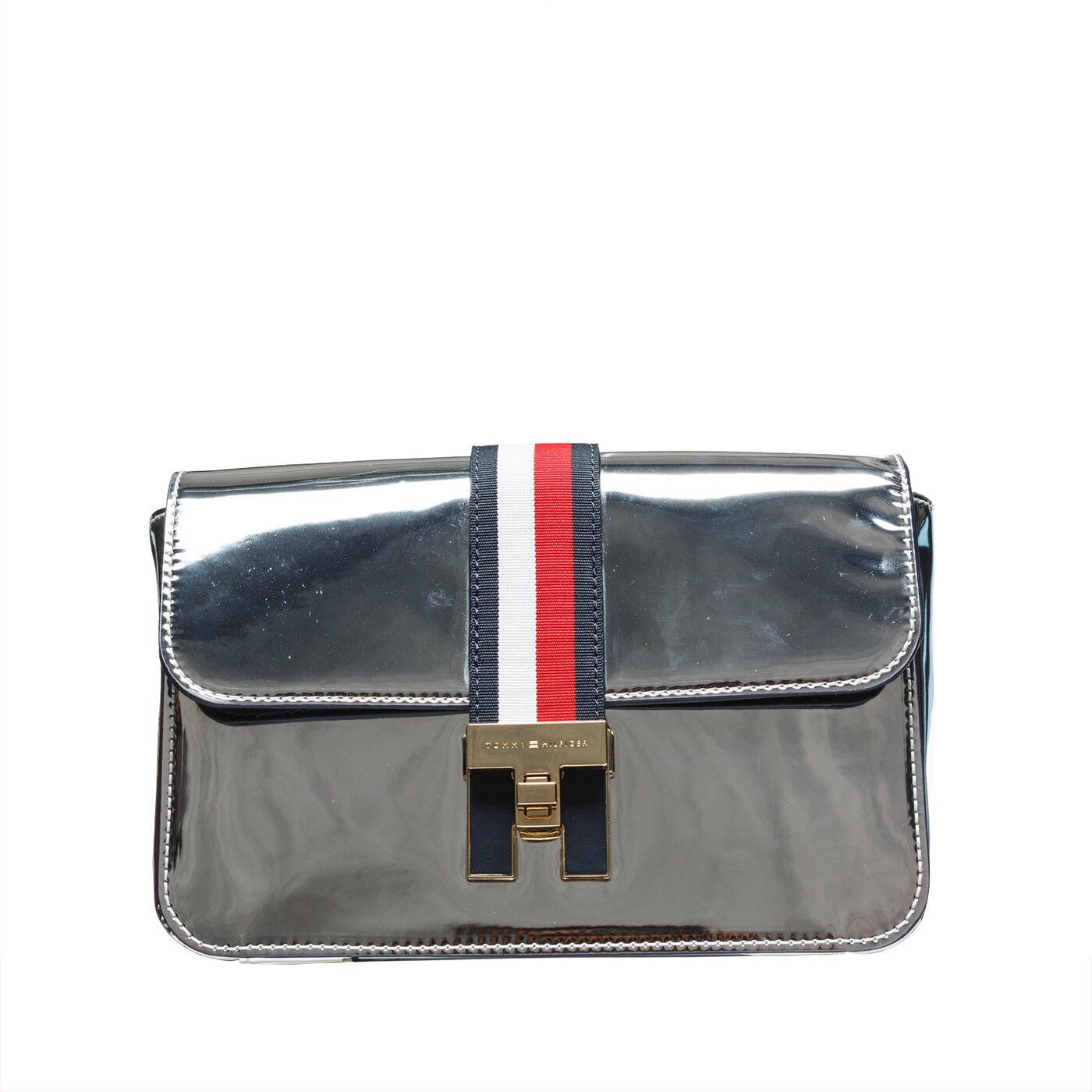 Damska torebka TOMMY HILFIGER TOREBKA HERITAGE XOVER METALLIC aw0aw05836907 kolor srebrny