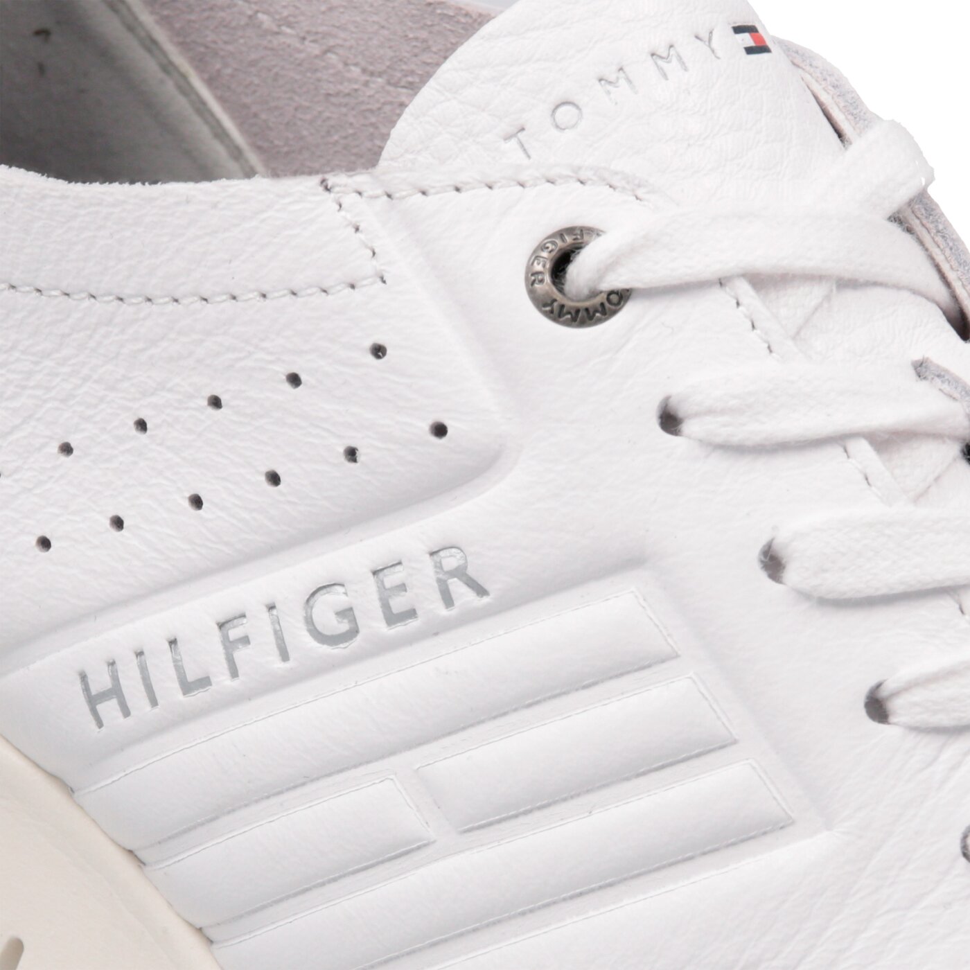 Męskie sneakersy (buty) TOMMY HILFIGER UNLINED TH LIGHT LEATHER RUNNER fm0fm01630100 kolor biały