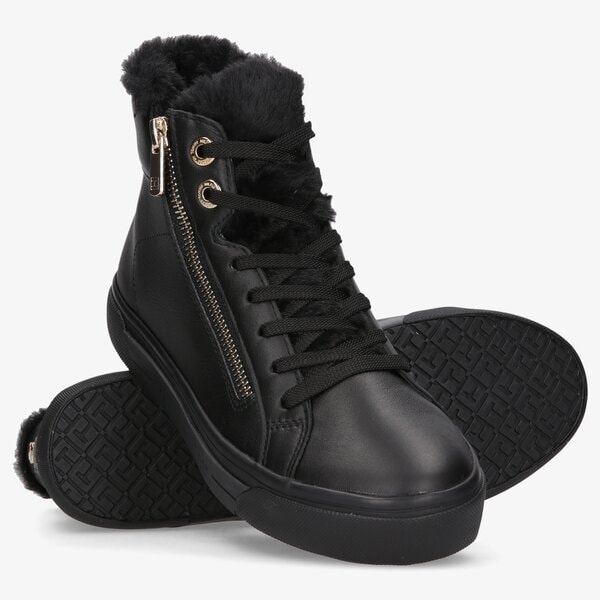 Damskie sneakersy (buty) TOMMY HILFIGER CASUAL WARMLINED TH MID SNEAKER  fw0fw05226bds kolor czarny