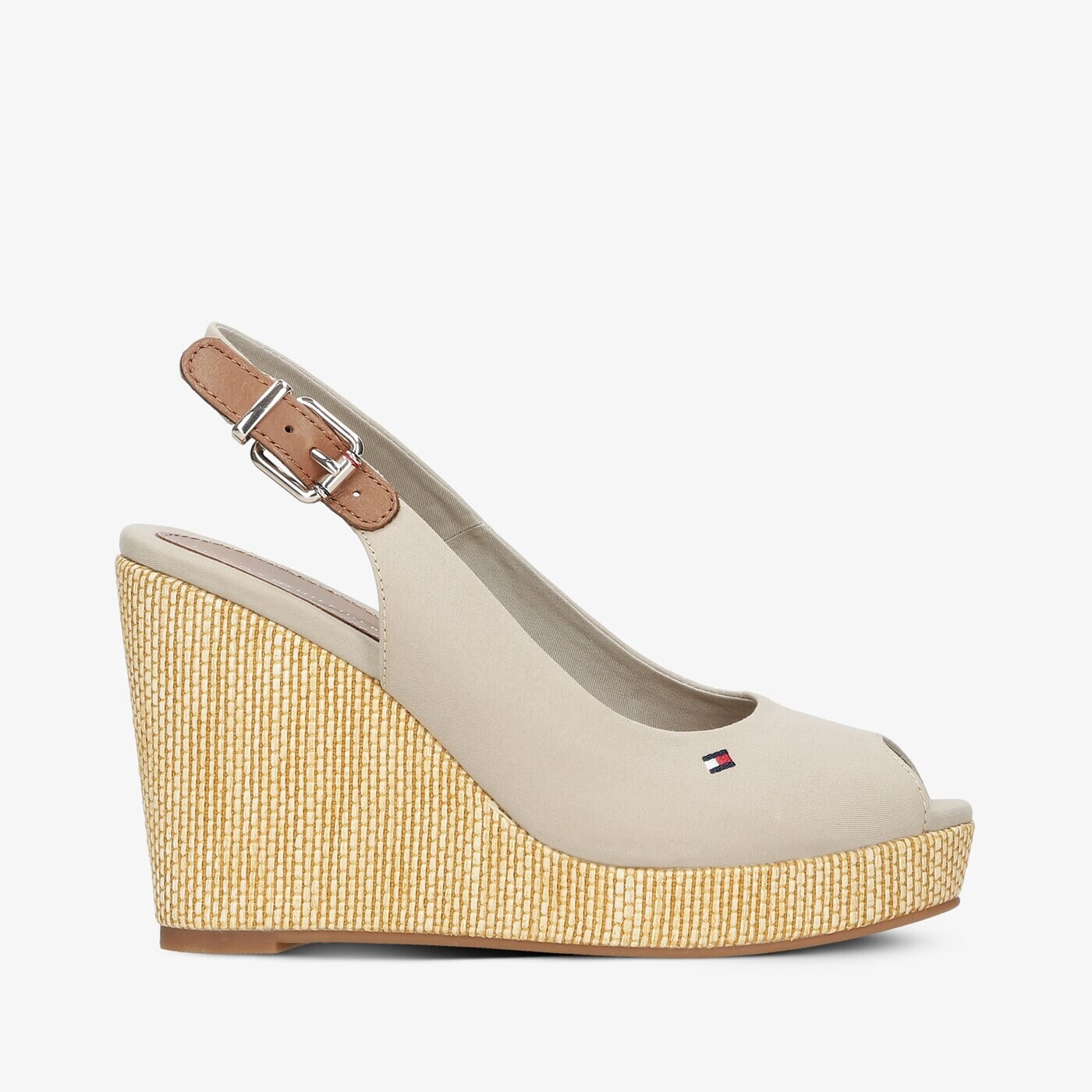 Damskie sandały TOMMY HILFIGER ICONIC ELENA SLING BACK WEDGE fw0fw04789aep kolor beżowy
