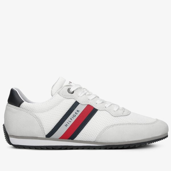 Męskie sneakersy (buty) TOMMY HILFIGER ESSENTIAL MESH RUNNER fm0fm03417ybr kolor biały