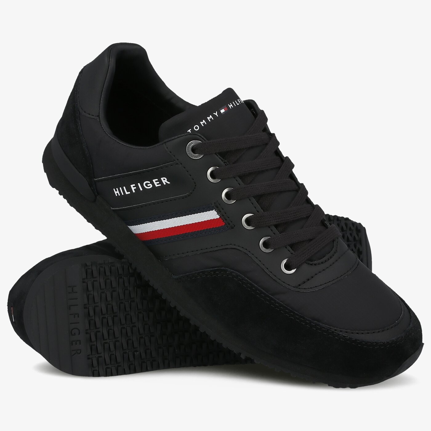 Męskie sneakersy (buty) TOMMY HILFIGER ICONIC MATERIAL MIX RUNNER fm0fm02847bds kolor czarny