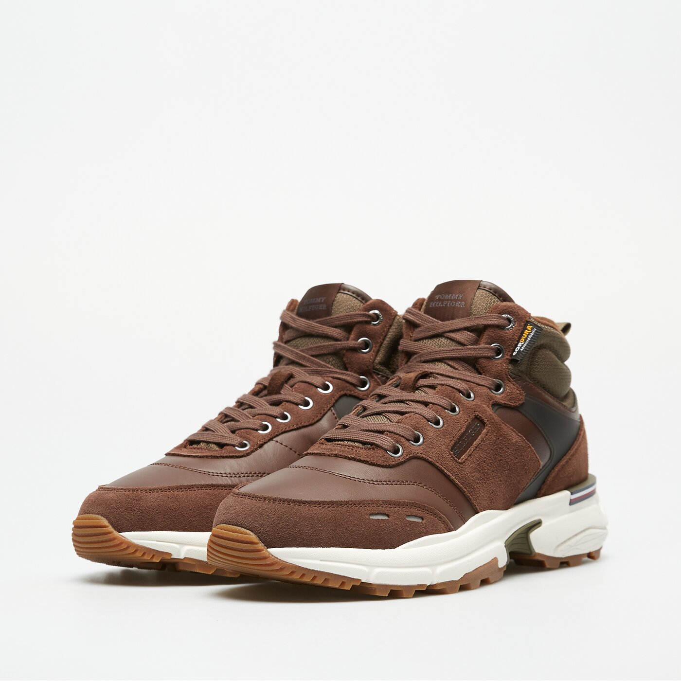 Męskie sneakersy (buty) TOMMY HILFIGER RUNNER CORDURA HI LTH MIX fm0fm05222gt6 kolor brązowy