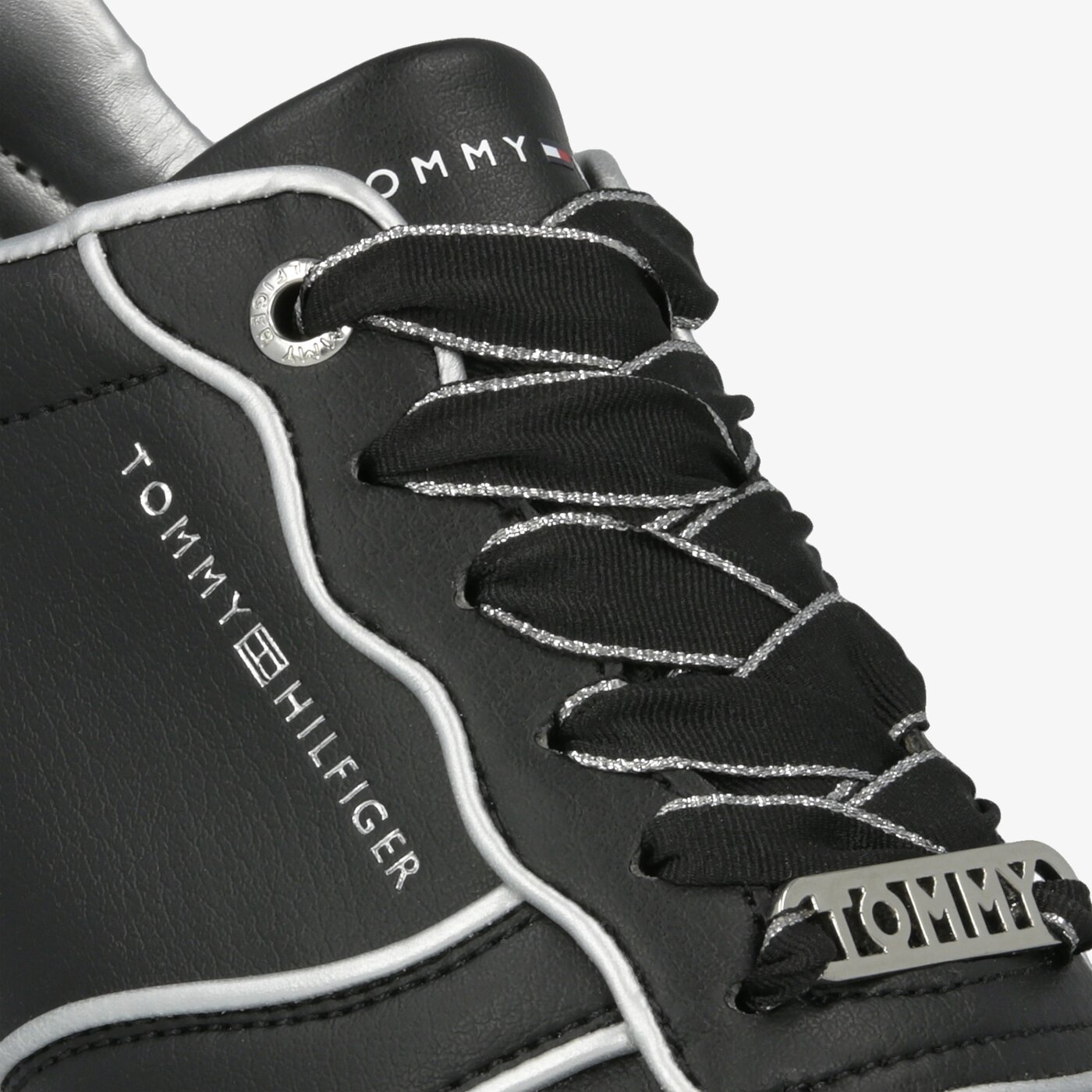 Damskie sneakersy (buty) TOMMY HILFIGER METALLIC FLATFORM SNEAKER fw0fw04699bds kolor czarny