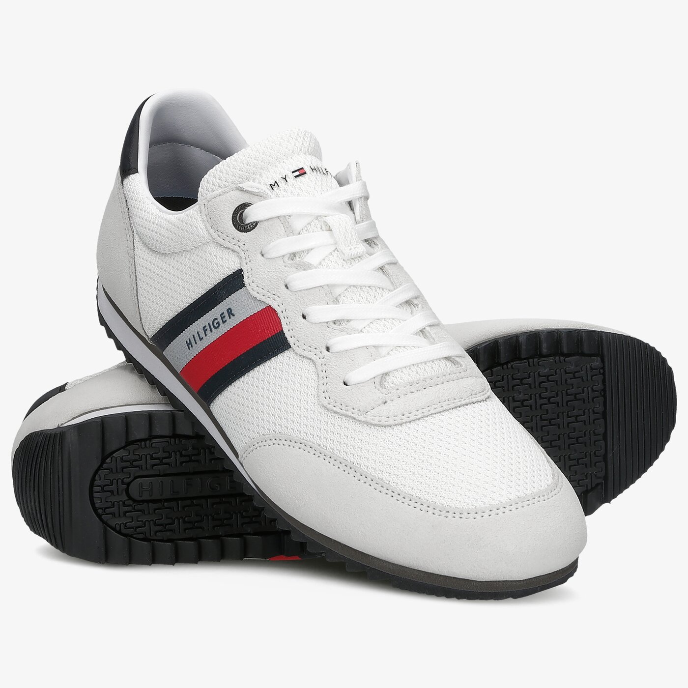 Męskie sneakersy (buty) TOMMY HILFIGER ESSENTIAL MESH RUNNER fm0fm03417ybr kolor biały