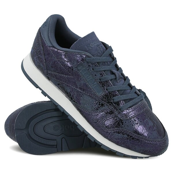 Damskie sneakersy (buty) REEBOK CL LTHR HYPE METALLIC bs6784 kolor granatowy