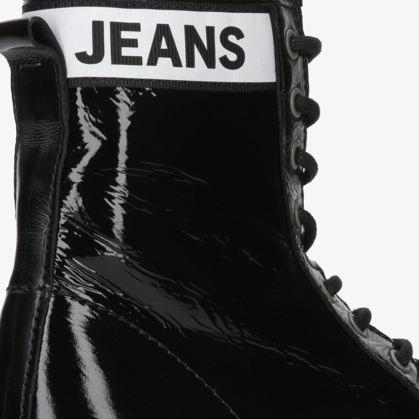 Damskie botki / sztyblety TOMMY HILFIGER PATENT LEATHER FLATFORM BOOT en0en00700bds kolor czarny