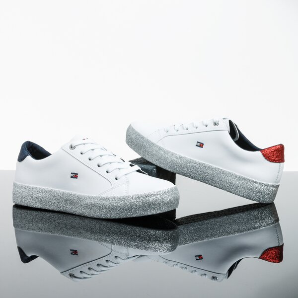 Damskie trampki TOMMY HILFIGER CORPORATE CRYSTAL DRESS SNEAKER fw0fw04296100 kolor biały