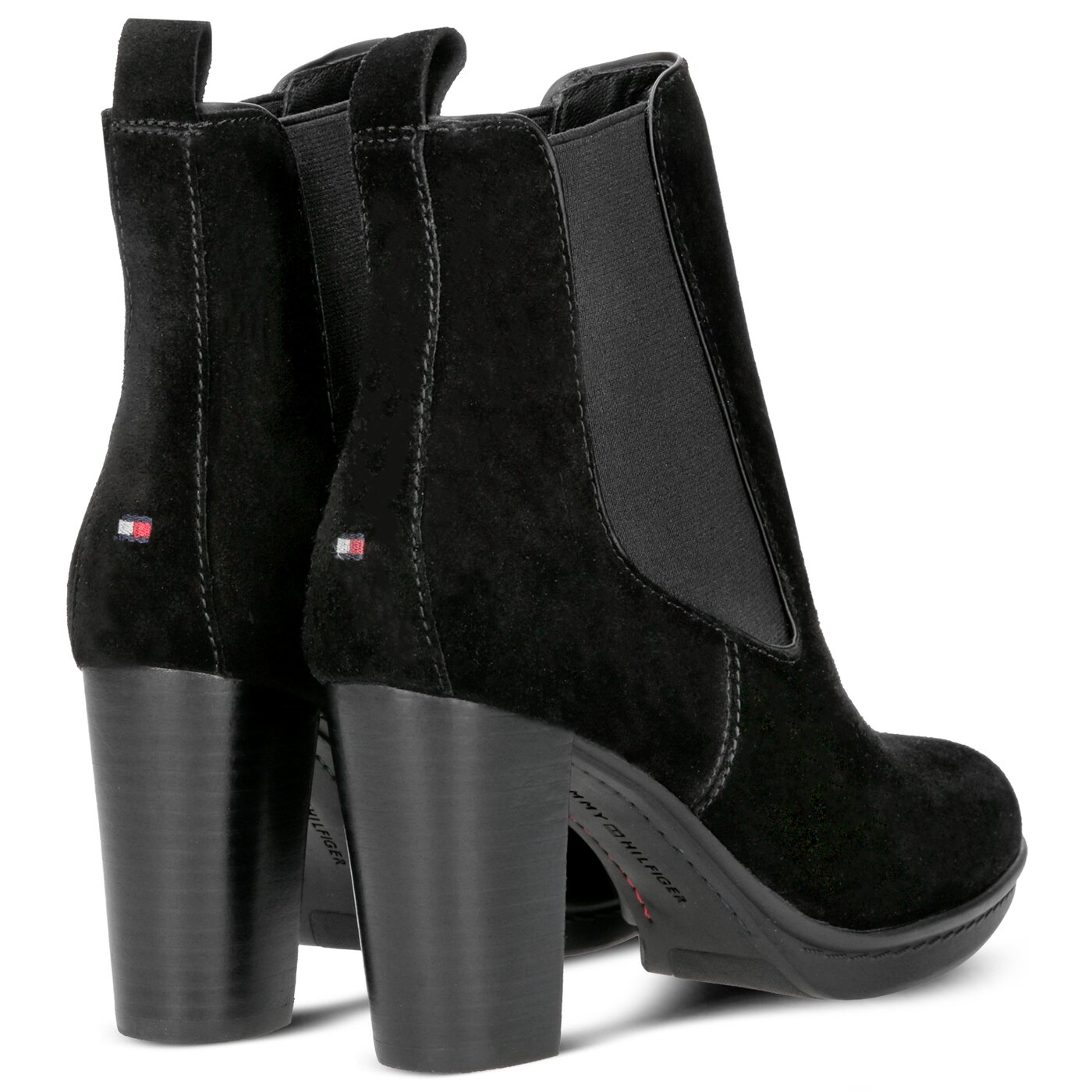 Damskie botki / sztyblety TOMMY HILFIGER BASIC CHELSEA HEEL BOOT SUEDE fw0fw03574990 kolor czarny