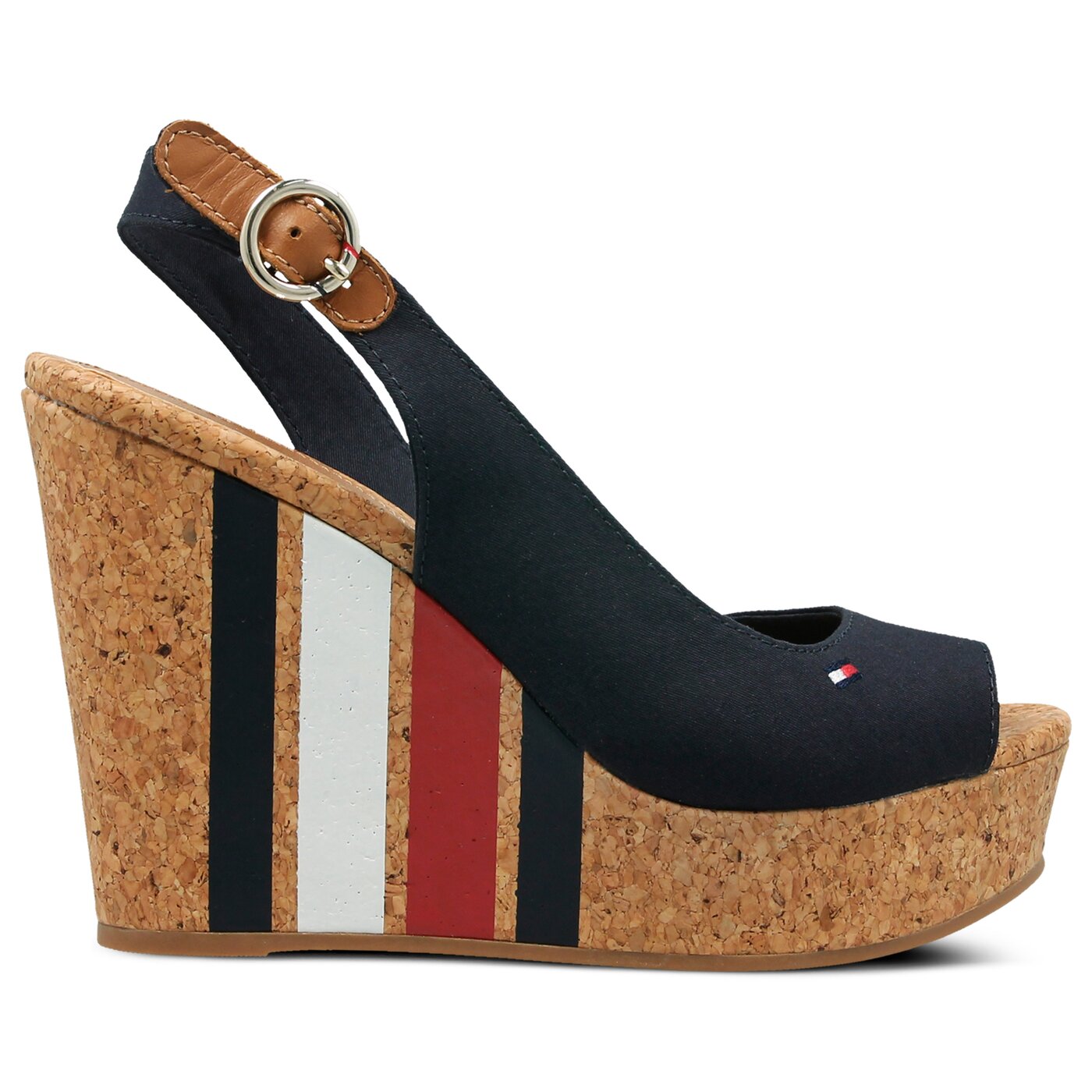 Damskie sandały TOMMY HILFIGER WEDGE WITH PRINTED STRIPES fw0fw02794403 kolor granatowy