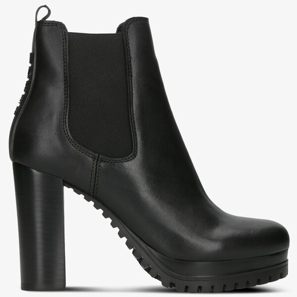 Damskie botki / sztyblety TOMMY HILFIGER PIN LOGO HEELED CHELSEA BOOT en0en00686bds kolor czarny