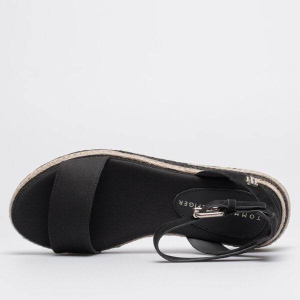 Damskie sandały TOMMY HILFIGER COLORED ROPE LOW WEDGE SANDAL fw0fw06233bds kolor czarny