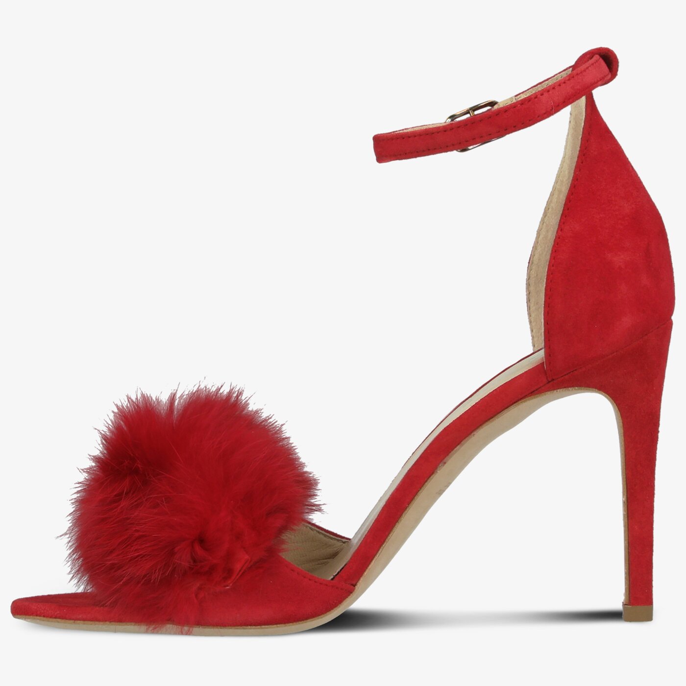 Damskie sandały SYMBIOSIS LISA FUR SANDALS CZERWONE 1107134 kolor czerwony