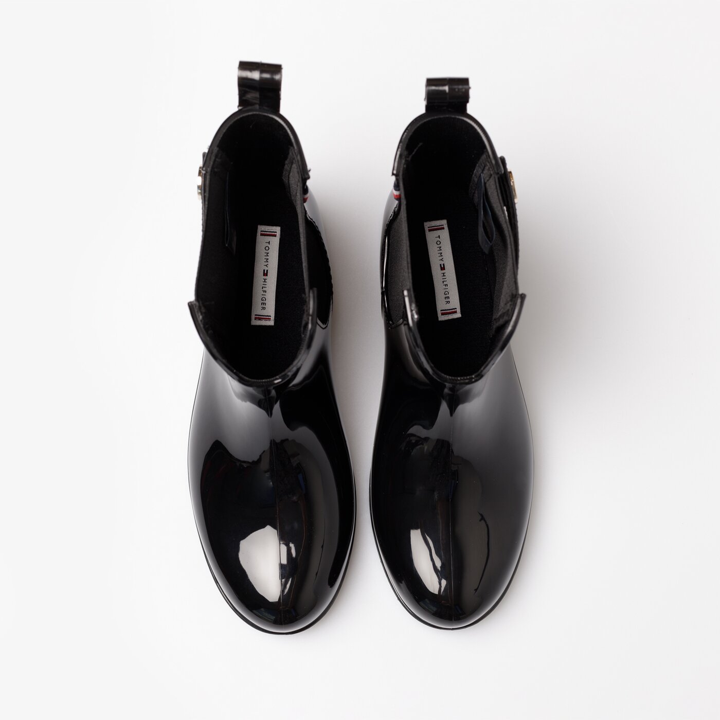 Damskie kalosze (buty gumowe) TOMMY HILFIGER ANKLE RAINBOOT WITH METAL DETAIL fw0fw06777bds kolor czarny