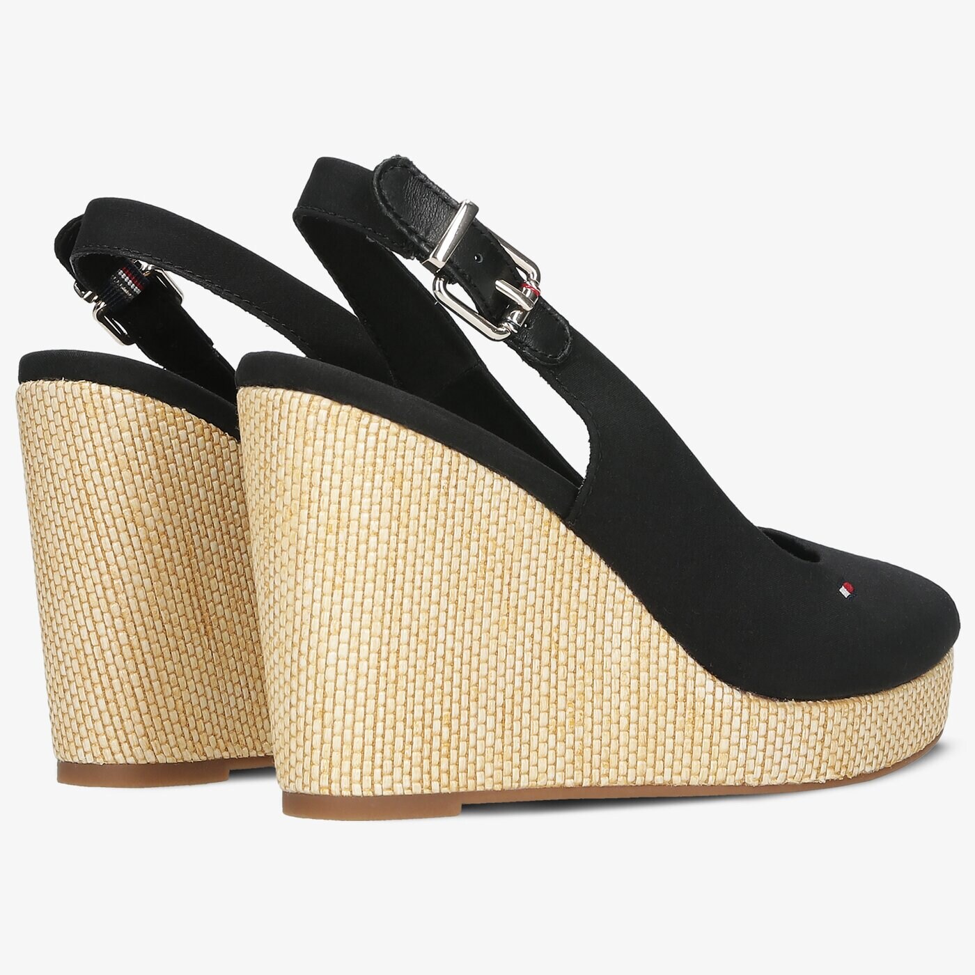 Damskie sandały TOMMY HILFIGER ICONIC ELENA SLING BACK WEDGE fw0fw04789bds kolor czarny