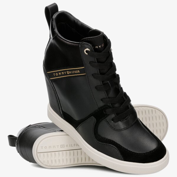 Damskie trampki TOMMY HILFIGER DRESSY SNEAKER WEDGE fw0fw04153990 kolor czarny